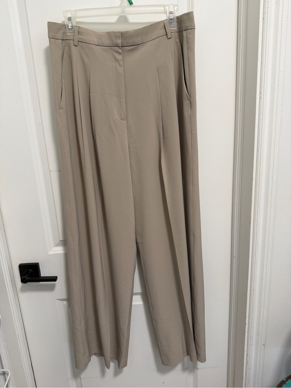 H&M Wide-Leg Trousers in Light Taupe